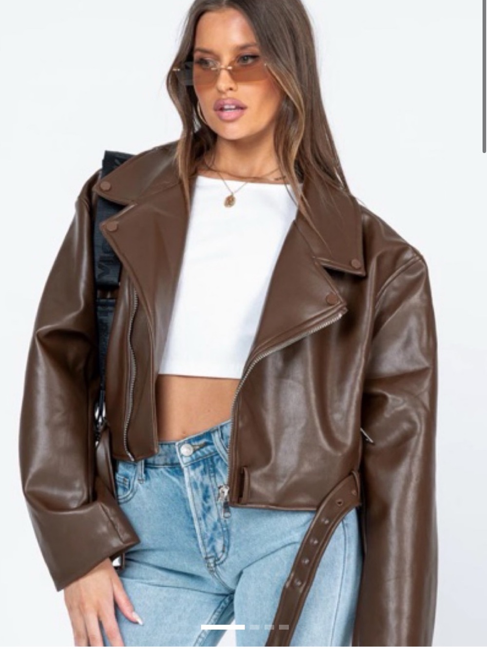 Lioness Staten Island Brown Moto Jacket US 10
